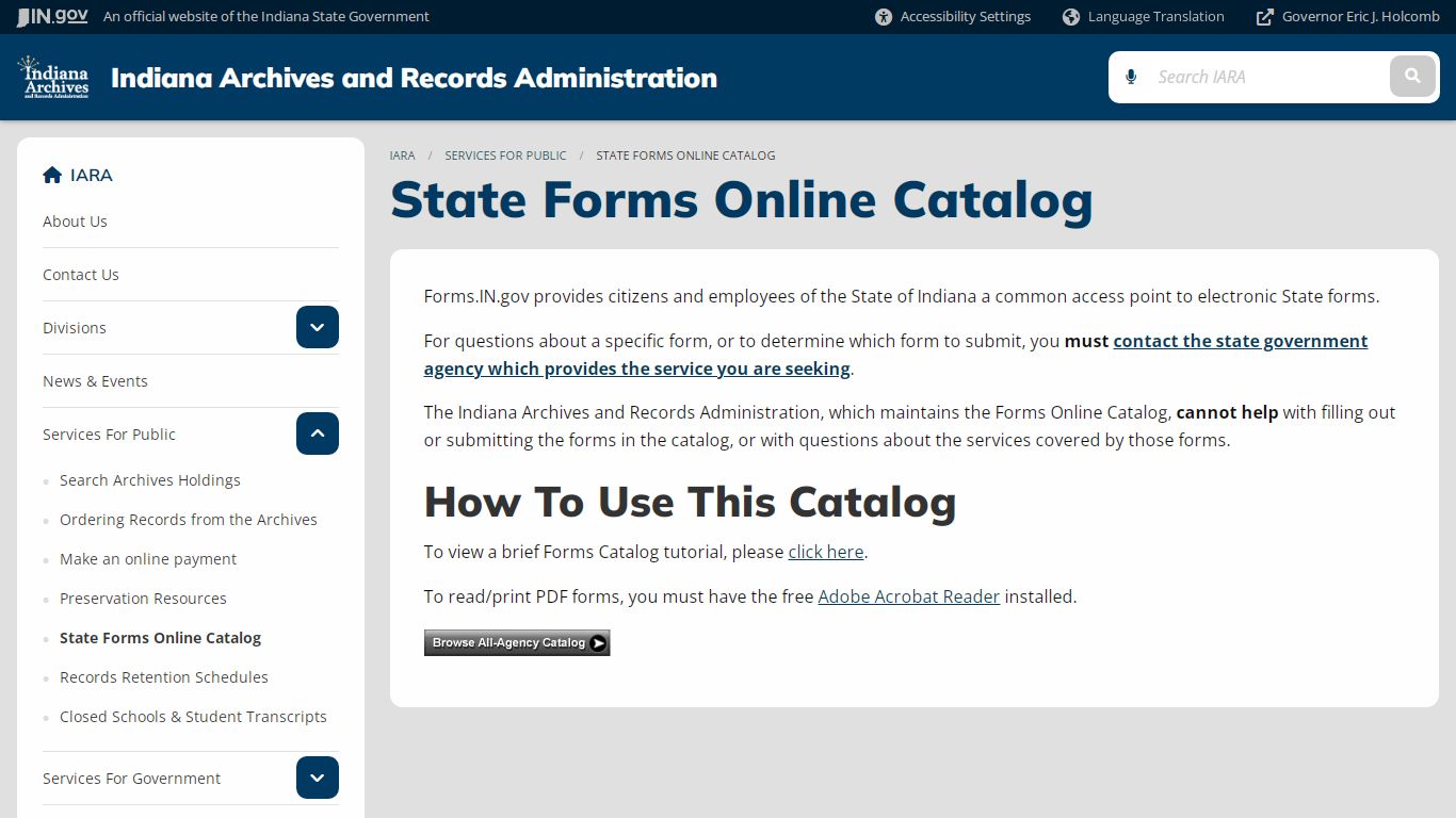 State Forms Online Catalog - IARA